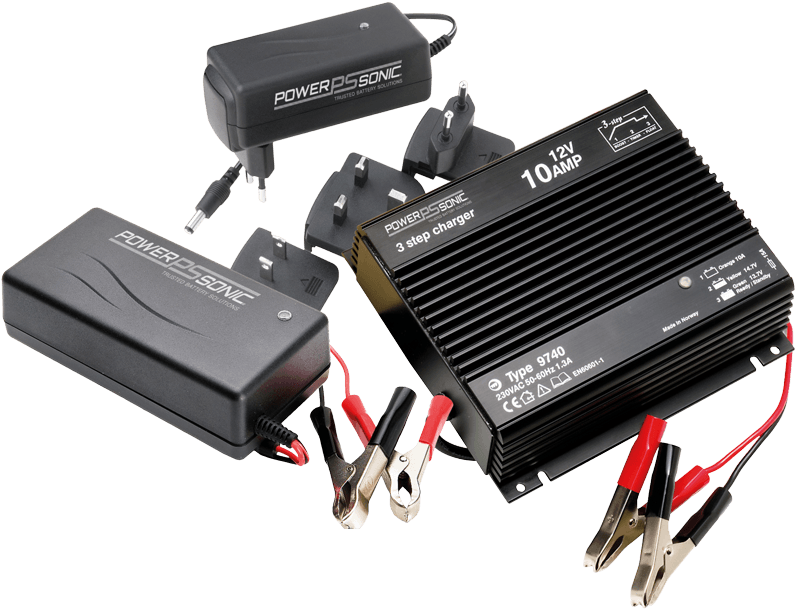 Power Sonic Battery Chargers Collection PNG with transparent background