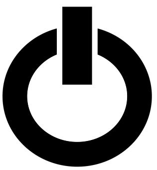 Power Symbol Icon Blackand White PNG with transparent background