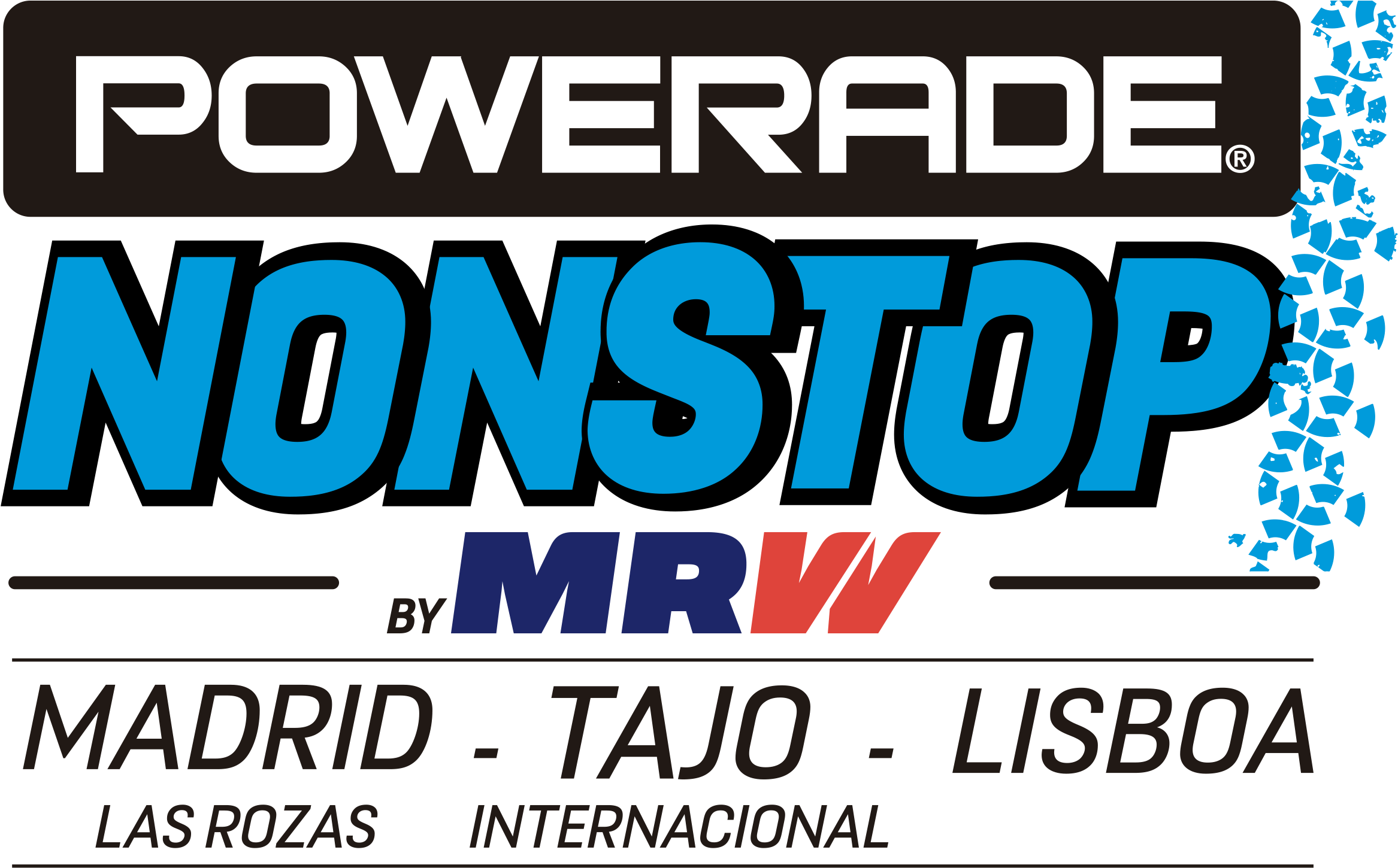 Powerade Non Stop Madrid Tajo Lisboa Event Logo PNG with transparent background