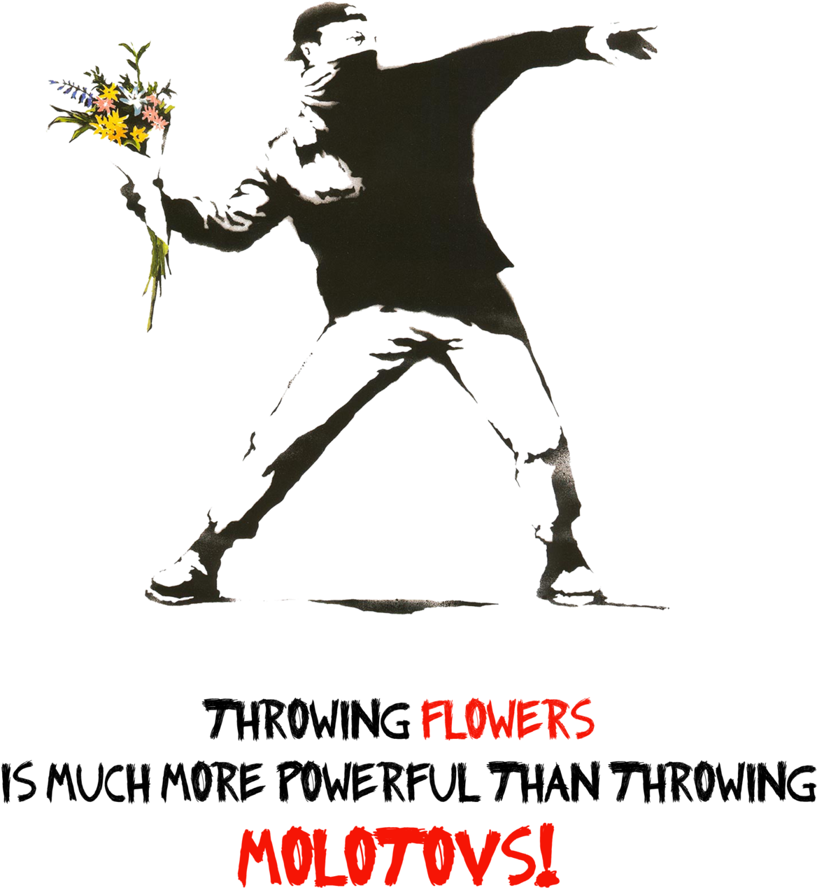 Powerful Than Molotov Throwing Flowers Is Much More - Banksy Flower Thrower, HD Png Download PNG with transparent background