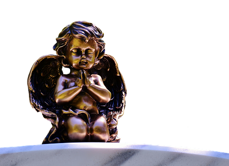 Praying Angel Statuette PNG with transparent background