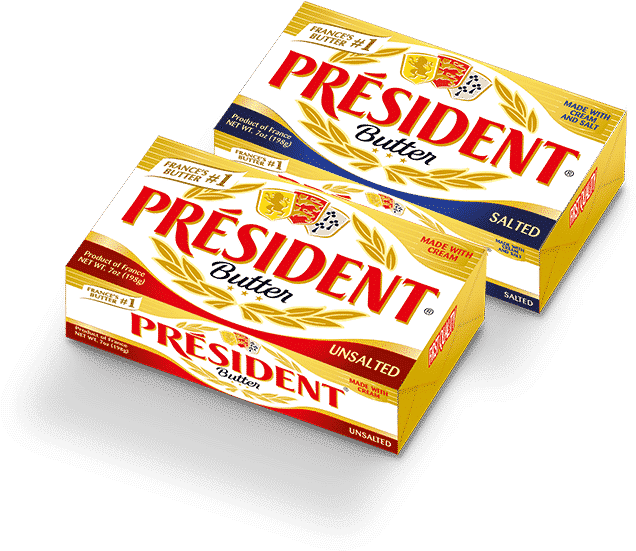 President Butter Saltedand Unsalted Packages PNG with transparent background
