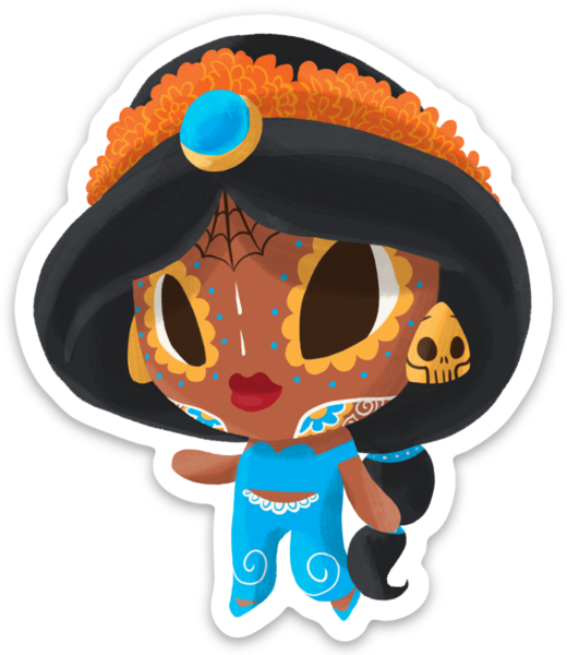 Princess Jasmine Inspired Sugar Skull Sticker