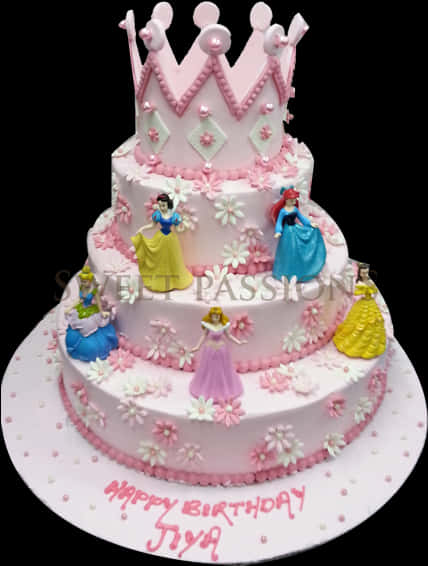 Princess Themed Birthday Cake PNG with transparent background