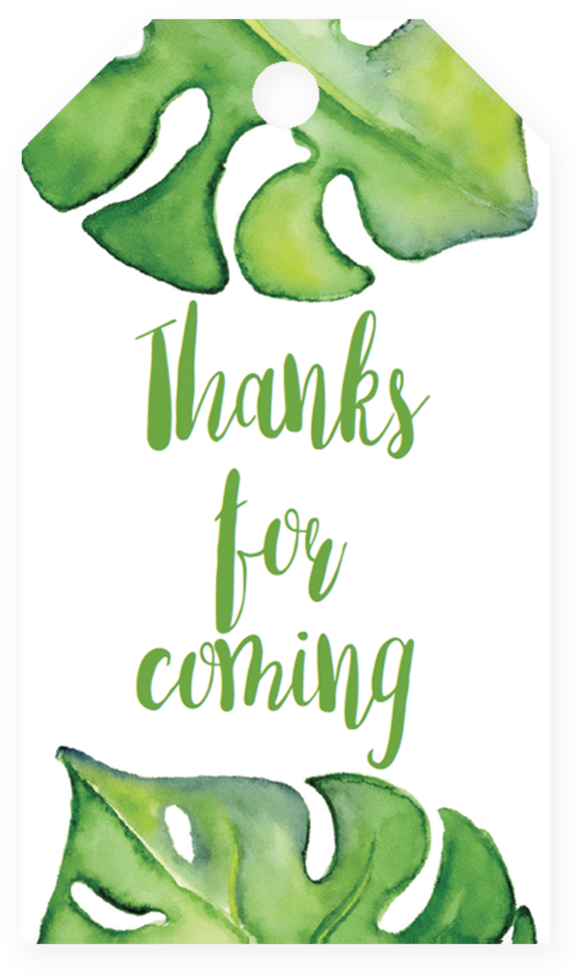 Printable Banana Leaf Favor Tag Template By Littlesizzle - Template Printable Leaf Gift Tag Template, HD Png Download PNG with transparent background