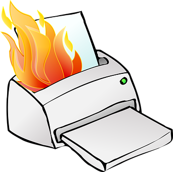 Printer On Fire Graphic PNG with transparent background