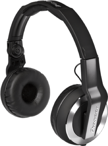 Professional Black D J Headphones PNG image with a transparent background, free high-resolution download