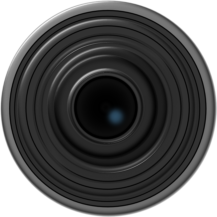 Professional Camera Lens Front View PNG with transparent background