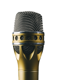 Professional Golden Microphone PNG with transparent background