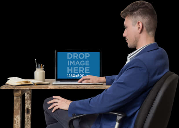Professional Man Workingat Desk PNG with transparent background