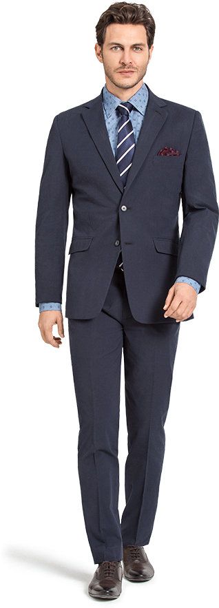 Blue Checked Cotton Suit - Double Breasted Suit Dark Blue, HD Png Download PNG with transparent background