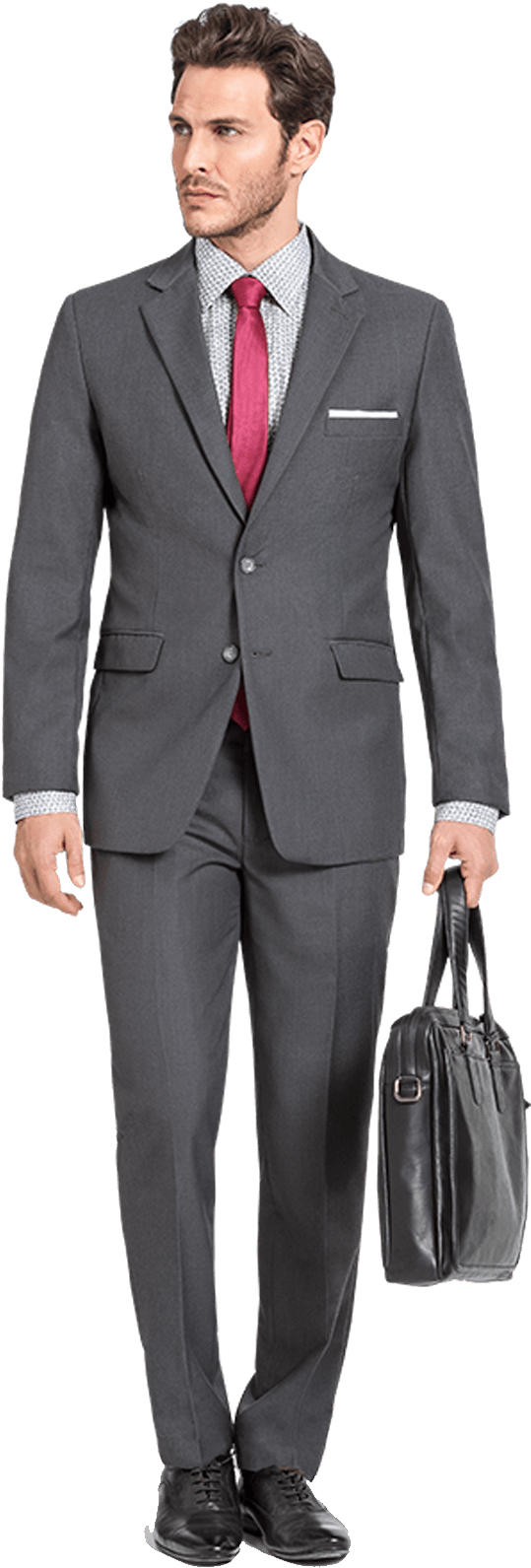 Professional Manin Gray Suitwith Briefcase