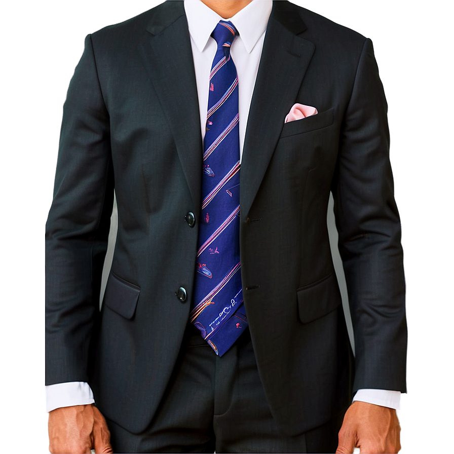 Professional Suit And Striped Tie Png 74