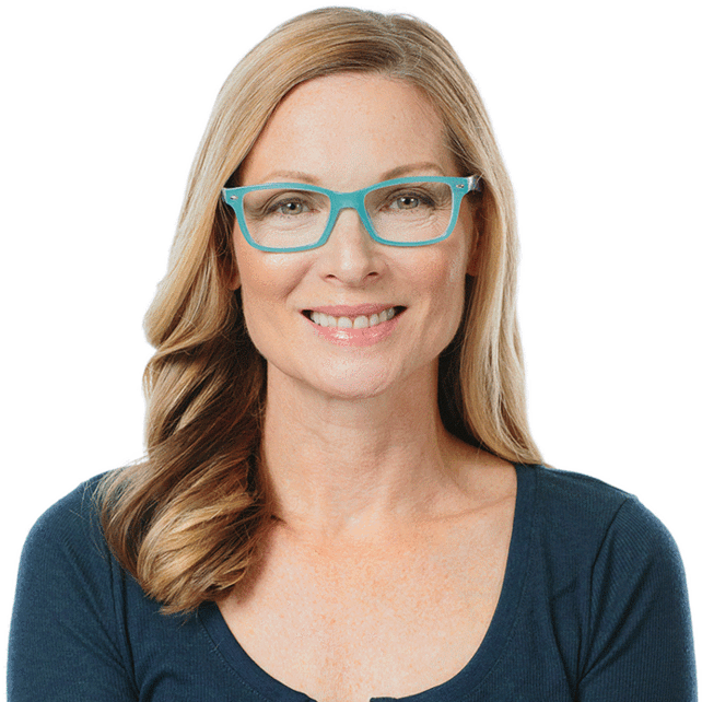 Professional Woman Teal Glasses