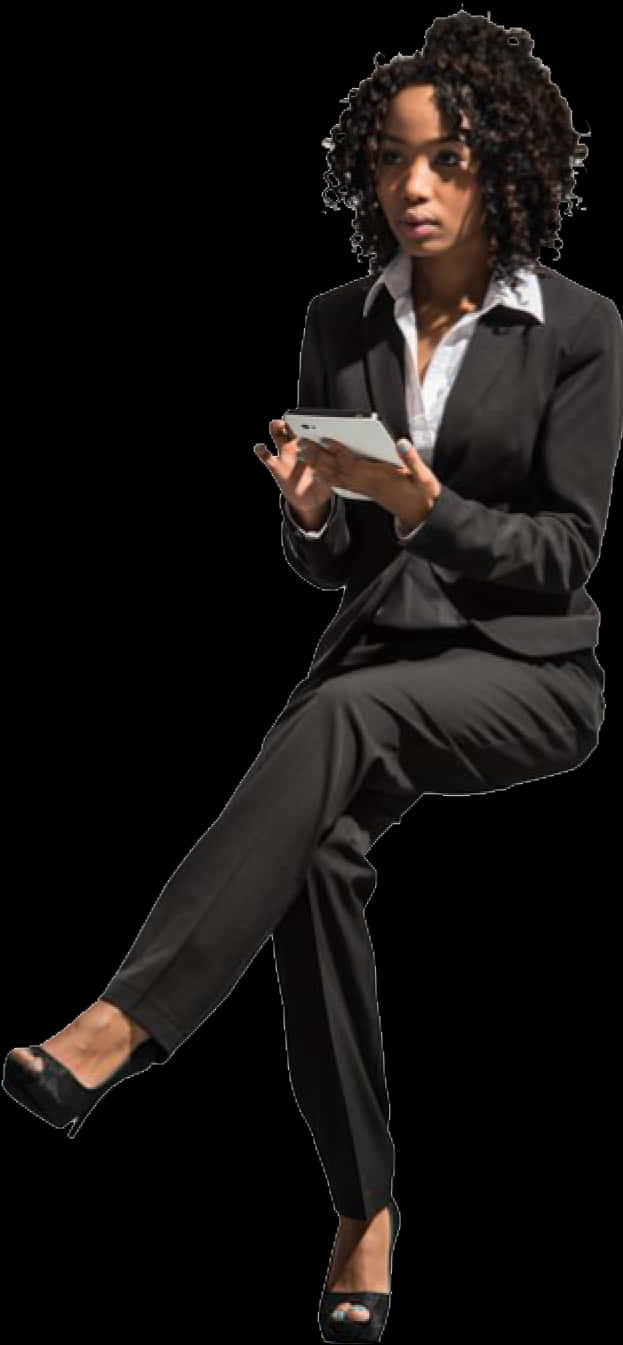 Professional Womanwith Tablet PNG with transparent background
