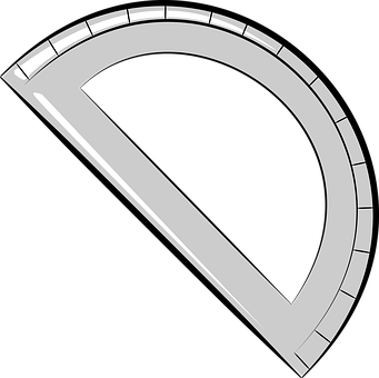 Protractor Graphic Blackand White PNG with transparent background
