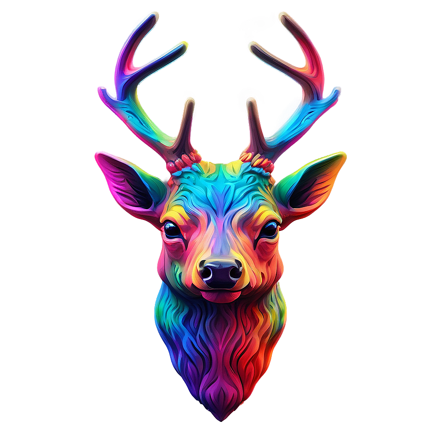 Psychedelic Deer Head Vibrant Art Png 67