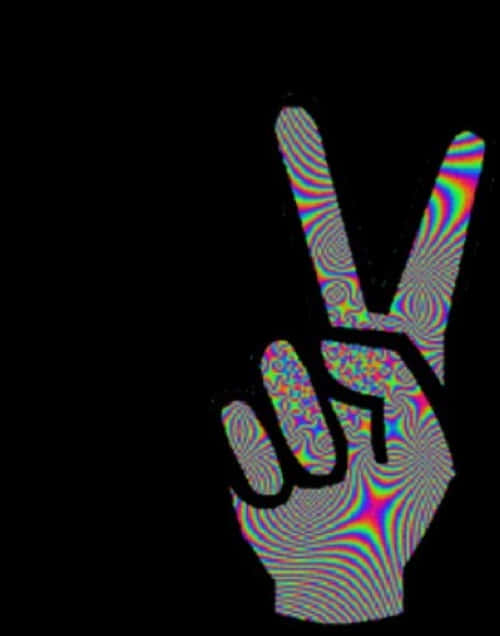 Psychedelic Peace Sign Hand PNG image with a transparent background, free high-resolution download
