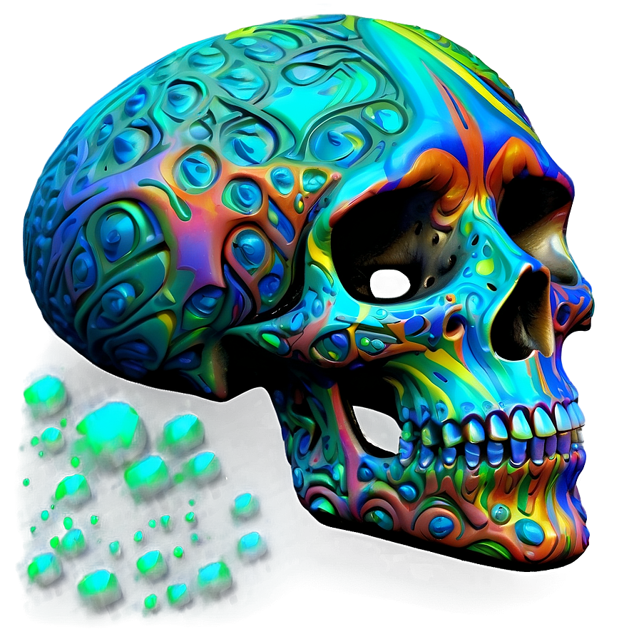 Psychedelic Skull Face Graphic Png Tun