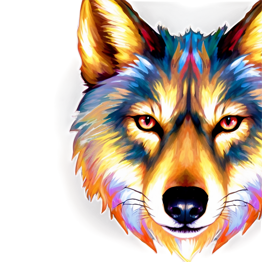 Psychedelic Wolf Face Art Png 44