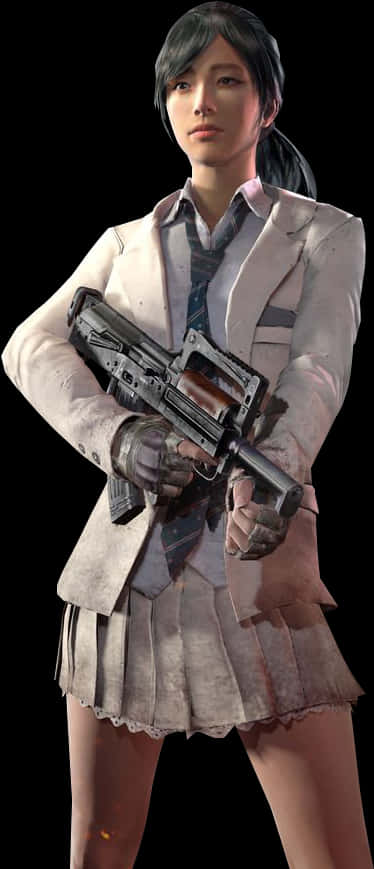 Pubg Female Character With Gun PNG with transparent background