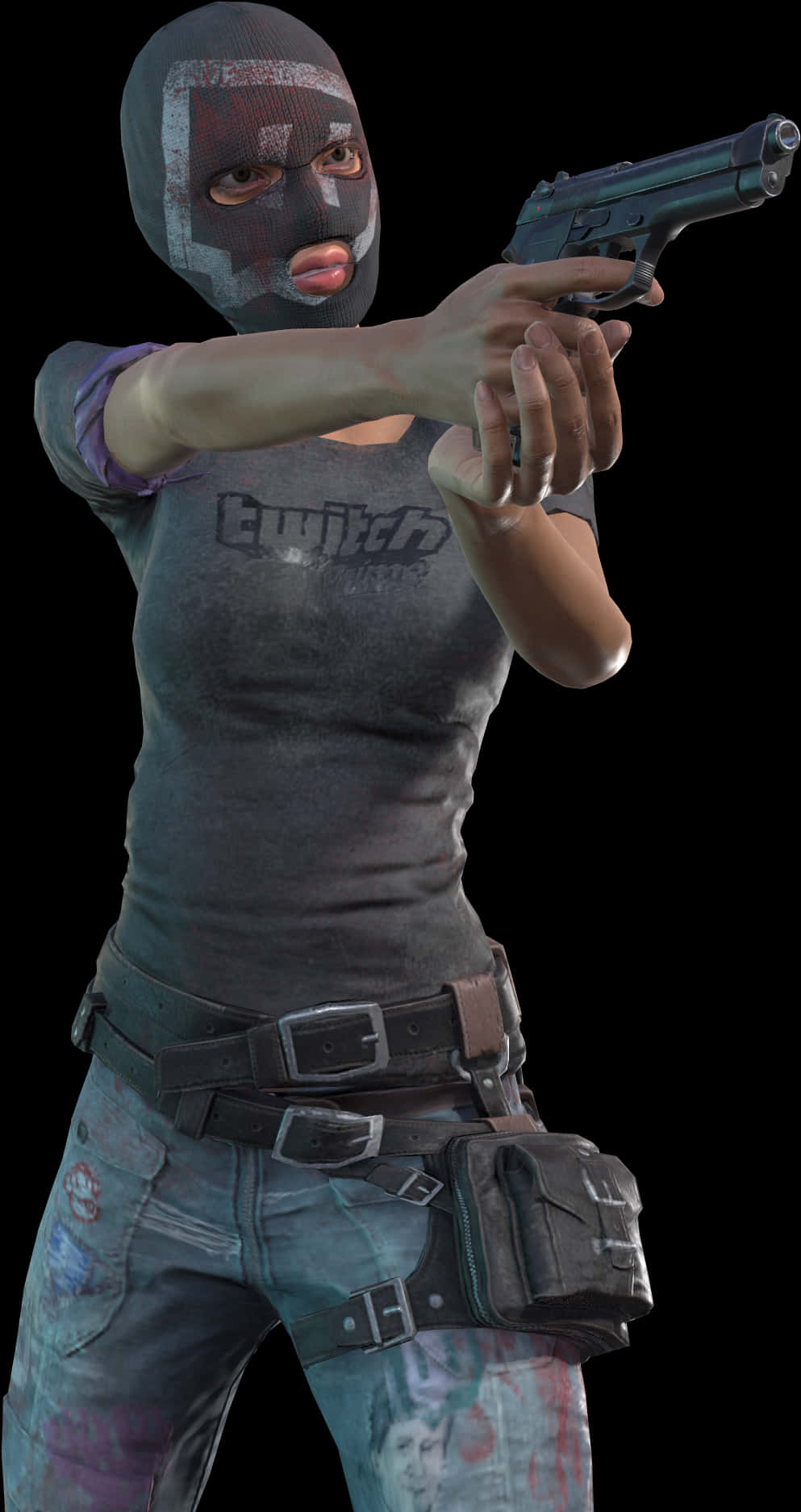 Pubg_ Female_ Character_ With_ Gun PNG with transparent background