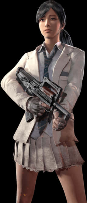 Pubg Female Character With Gun PNG with transparent background