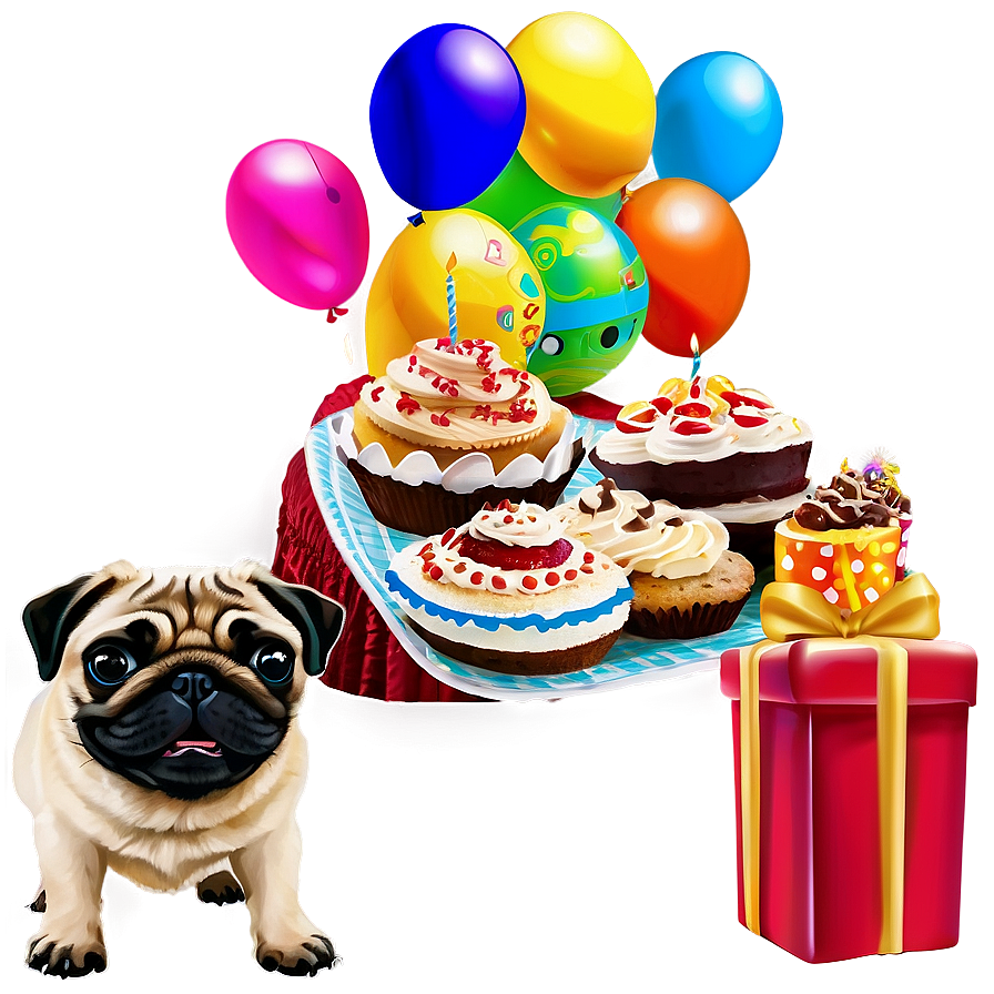 Pug Birthday Party Png 05232024