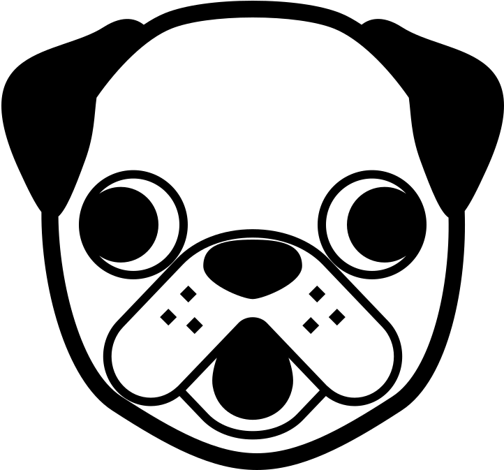 Emojione Bw 1f436 - Pug Face Clip Art, HD Png Download PNG with transparent background
