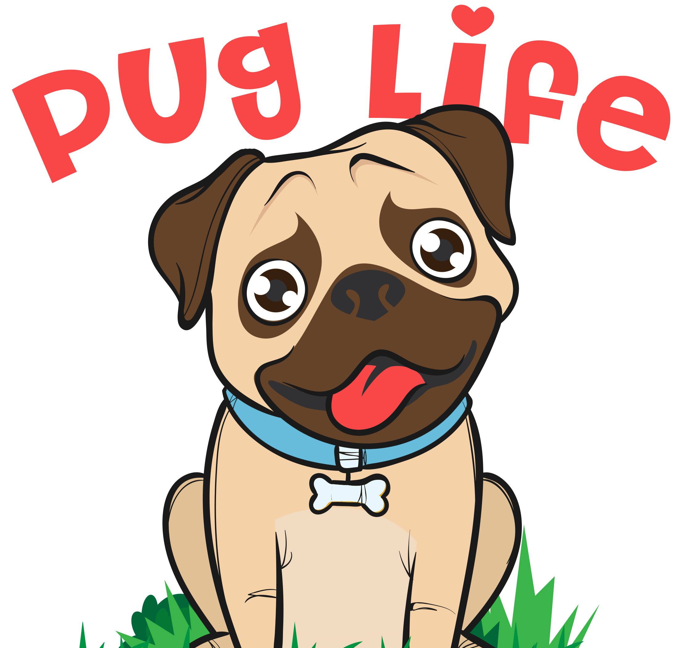 Pug Life Cartoon Illustration