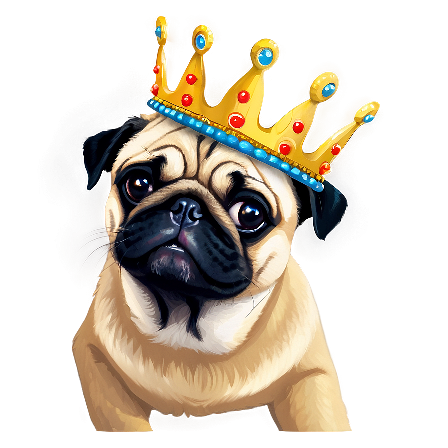 Pug Wearing Crown Png 8