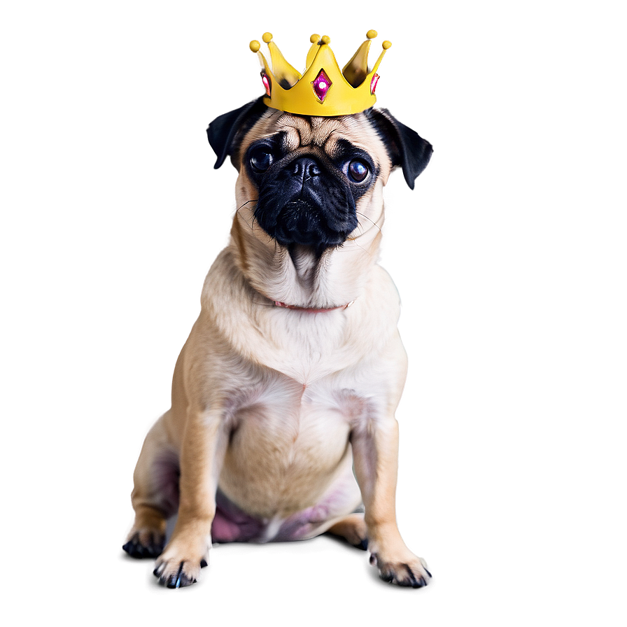 Pug Wearing Crown Png Apf38