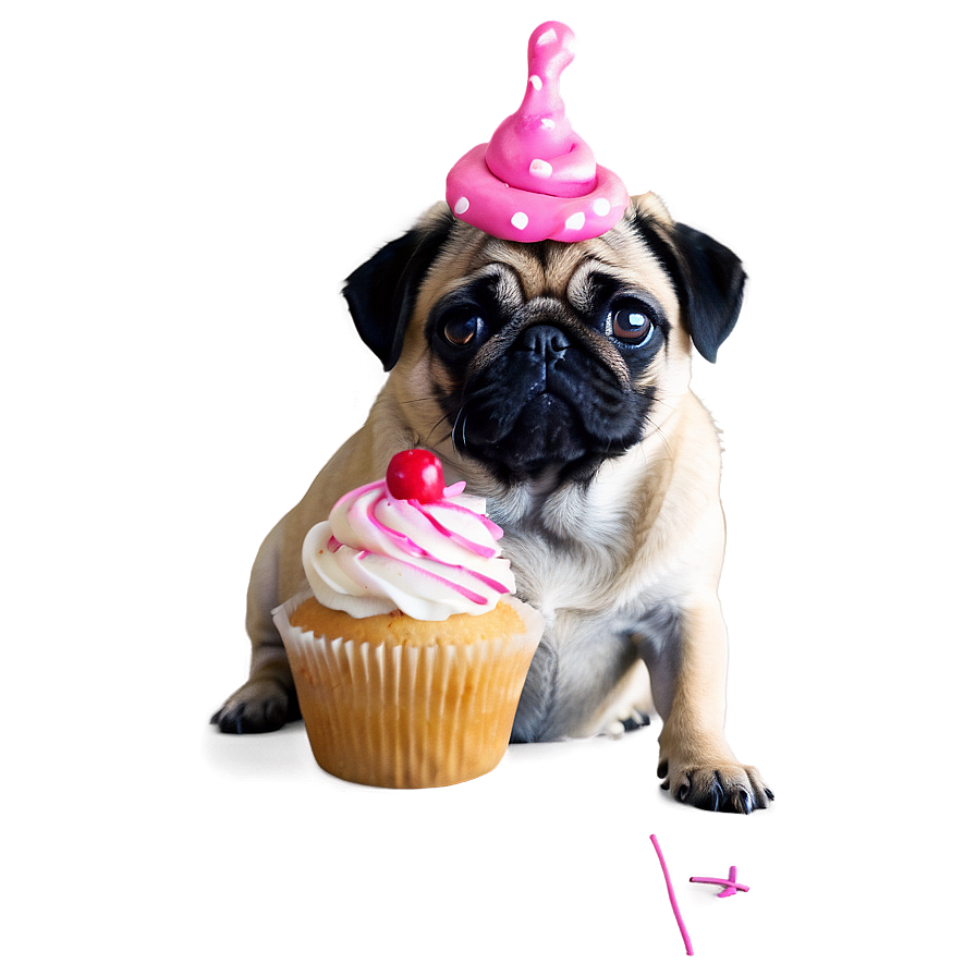 Pug With Cupcake Png 05232024