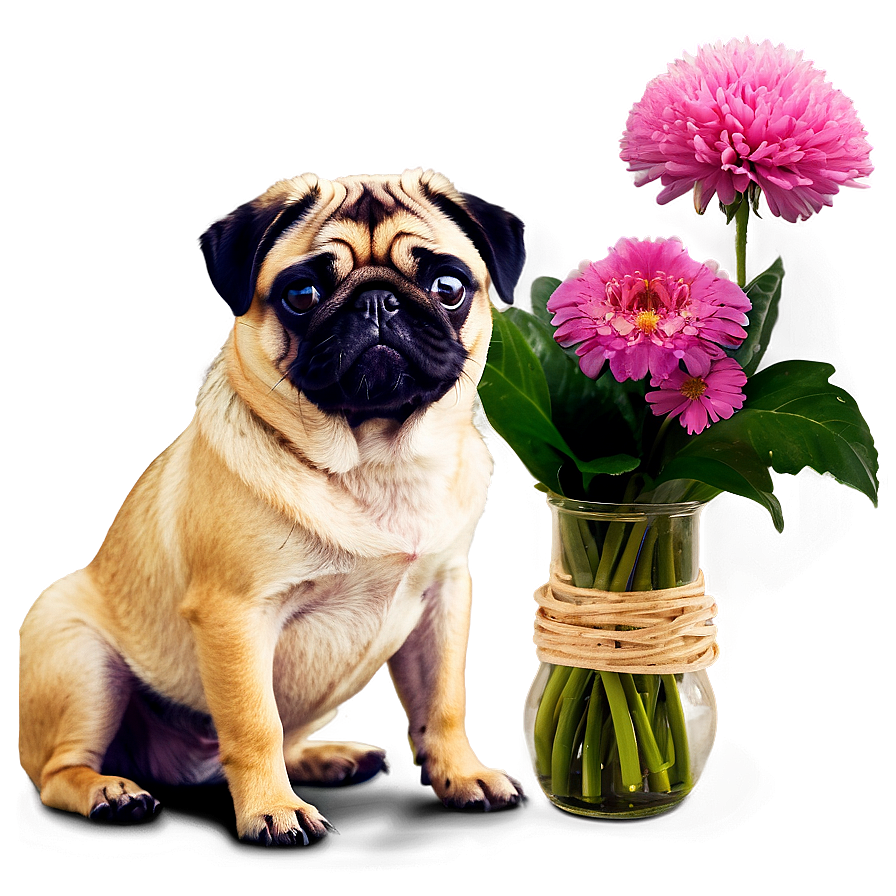 Pug With Flowers Png 85