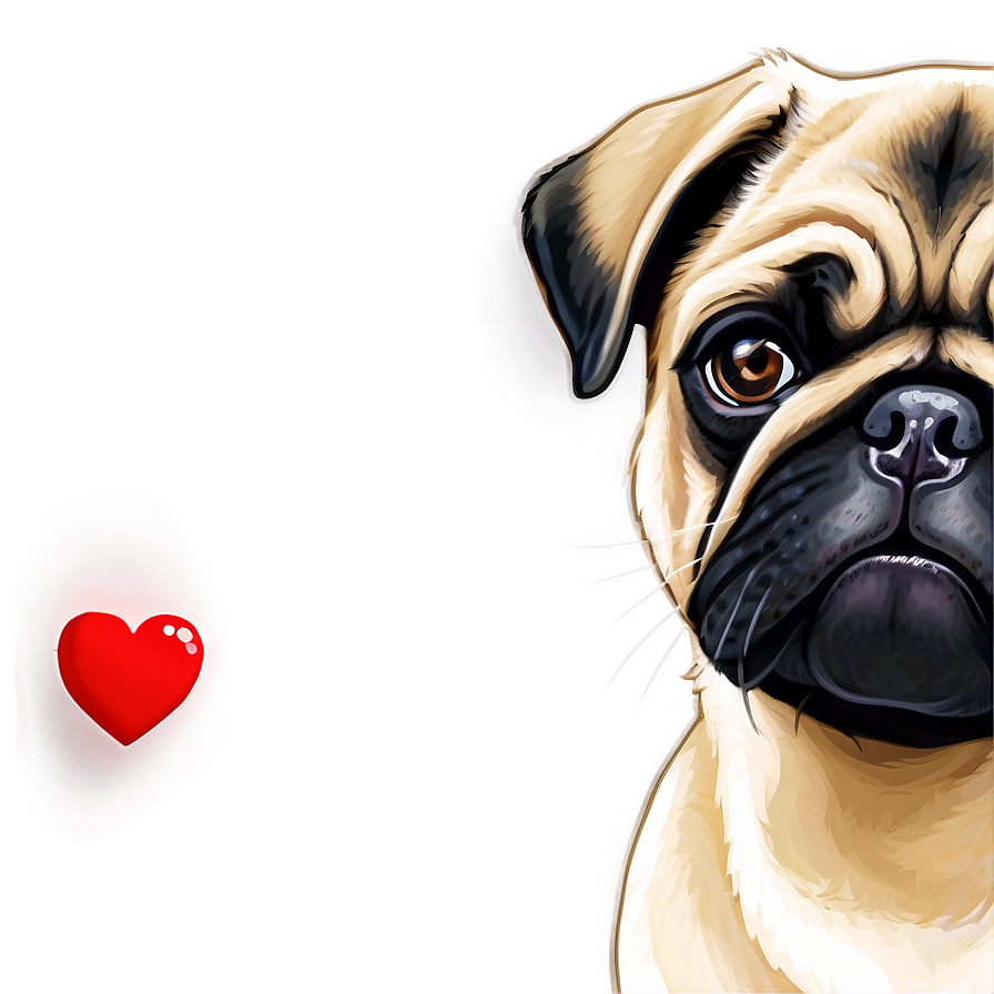 Pug With Heart Png 05232024