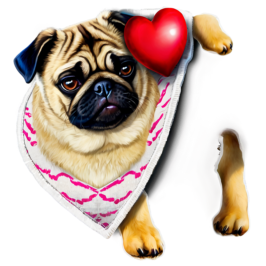 Pug With Heart Png Nkg