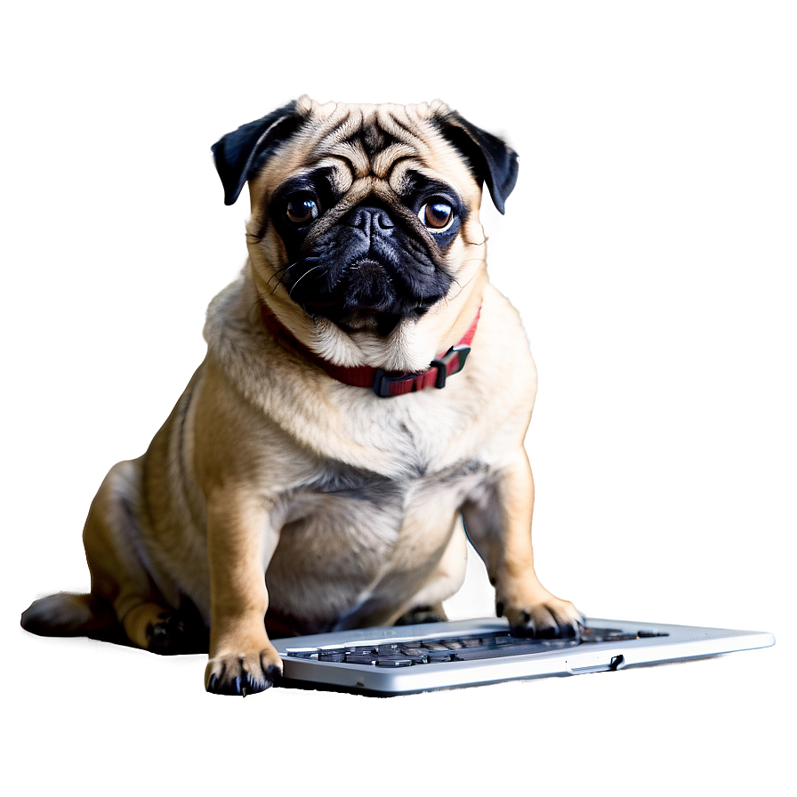 Pug With Laptop Png Ywu31