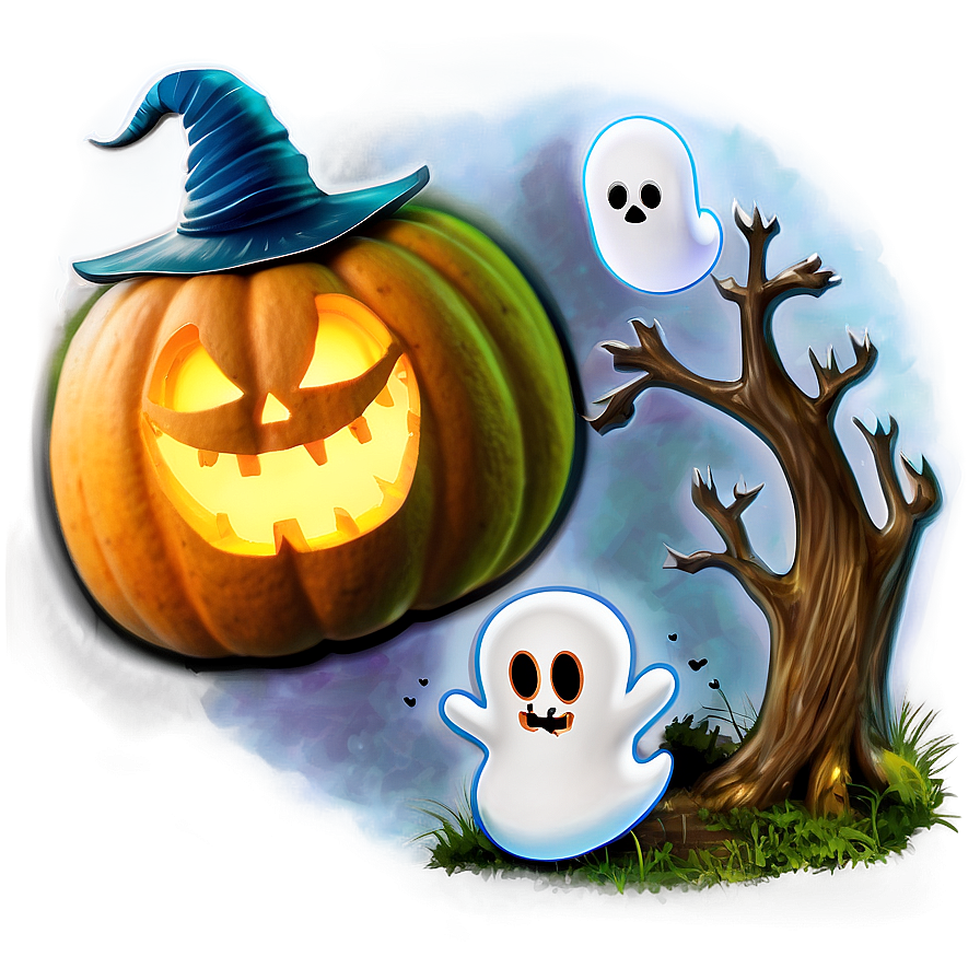 Pumpkin And Ghosts Png 28