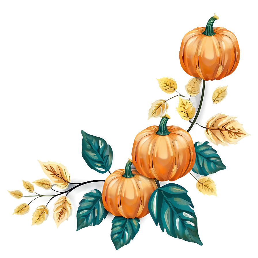 Pumpkin And Leaves Clipart Png 06132024