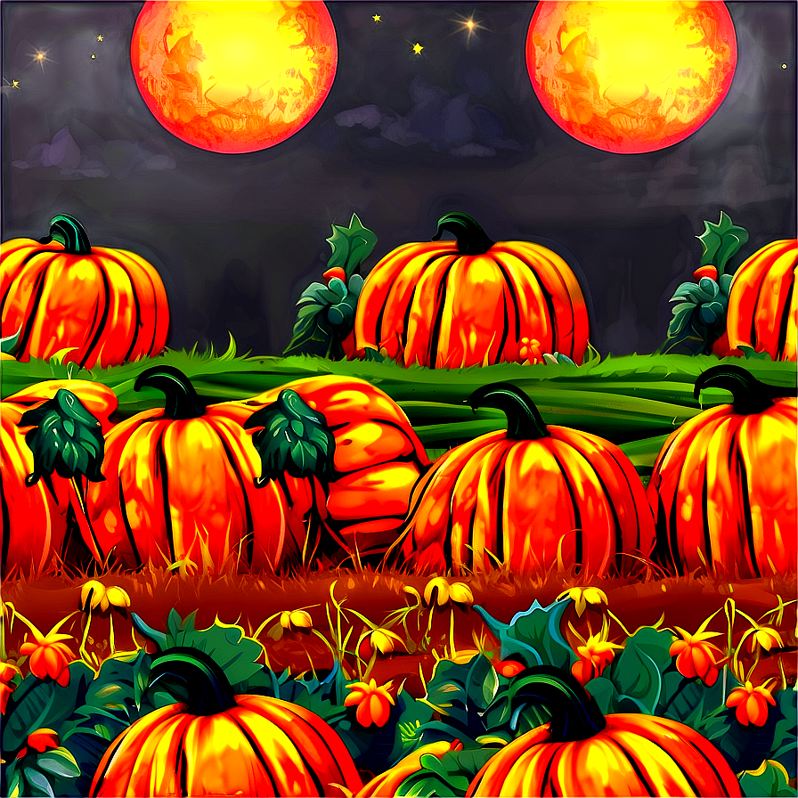 Pumpkin Patch And Full Moon Png 90