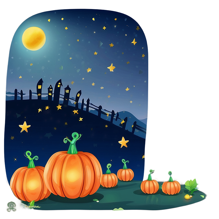 Pumpkin Patch Under Starry Sky Png 20