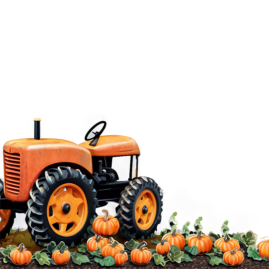 Pumpkin Patch With Vintage Tractor Png 06122024