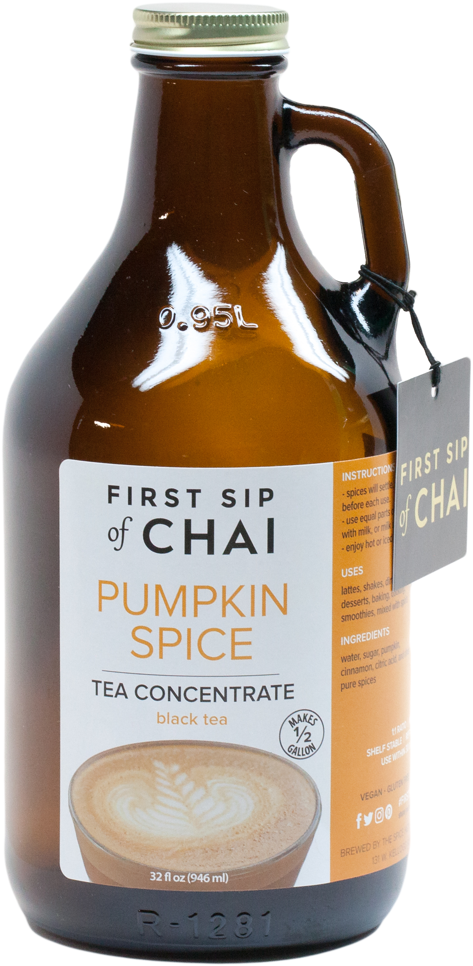 Pumpkin Spice Chai Concentrate Bottle PNG with transparent background