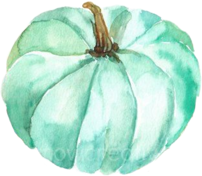 #pumpkin #teal #watercolor #halloween #thanksgiving - Pattypan Squash, HD Png Download PNG with transparent background
