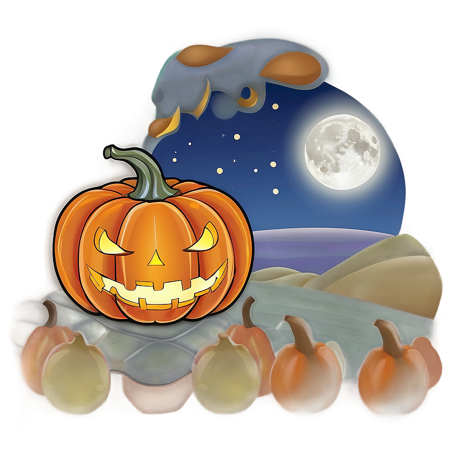 Pumpkin Under Moonlight Png 14