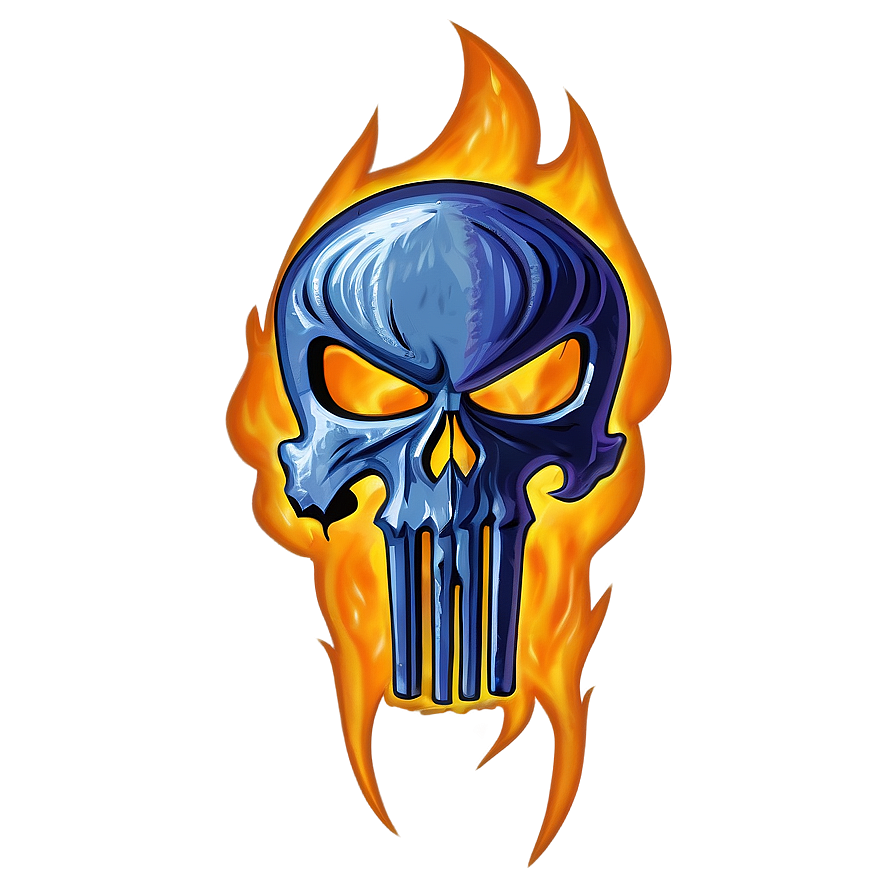 Punisher Skull on Fire PNG qol42 PNG with transparent background