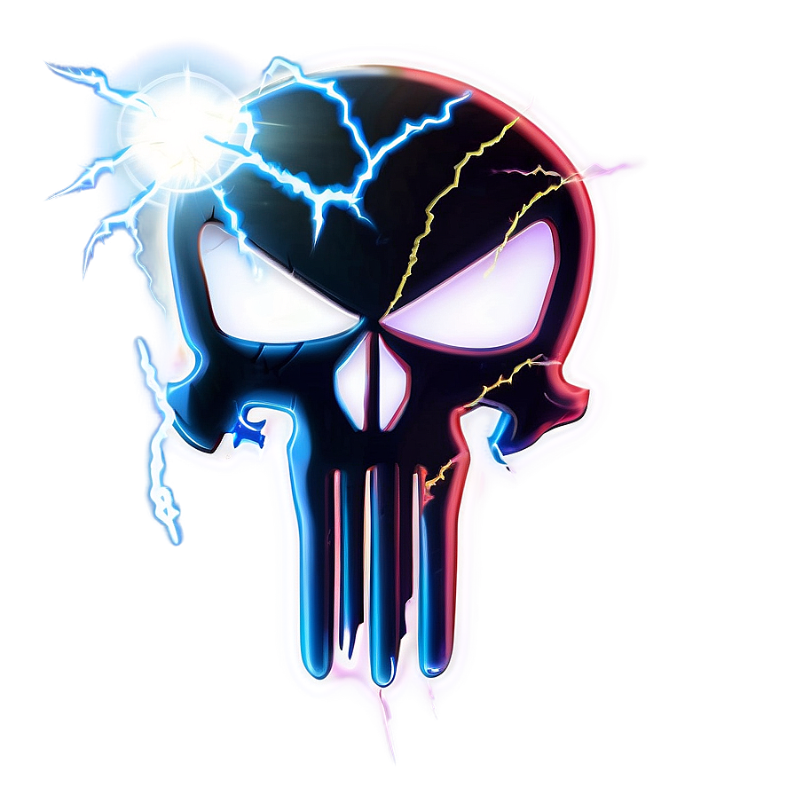 Punisher Skull with Lightning PNG 32 PNG with transparent background