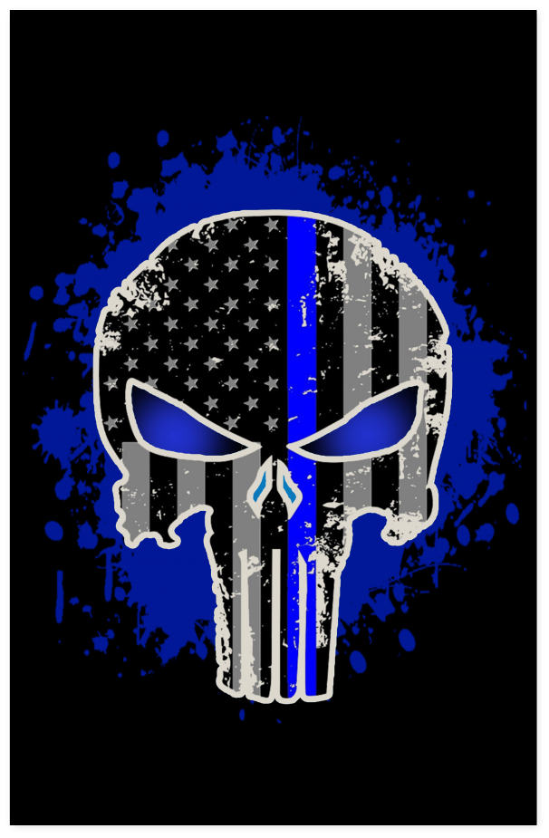 Punisher Skullwith Blue Line Flag