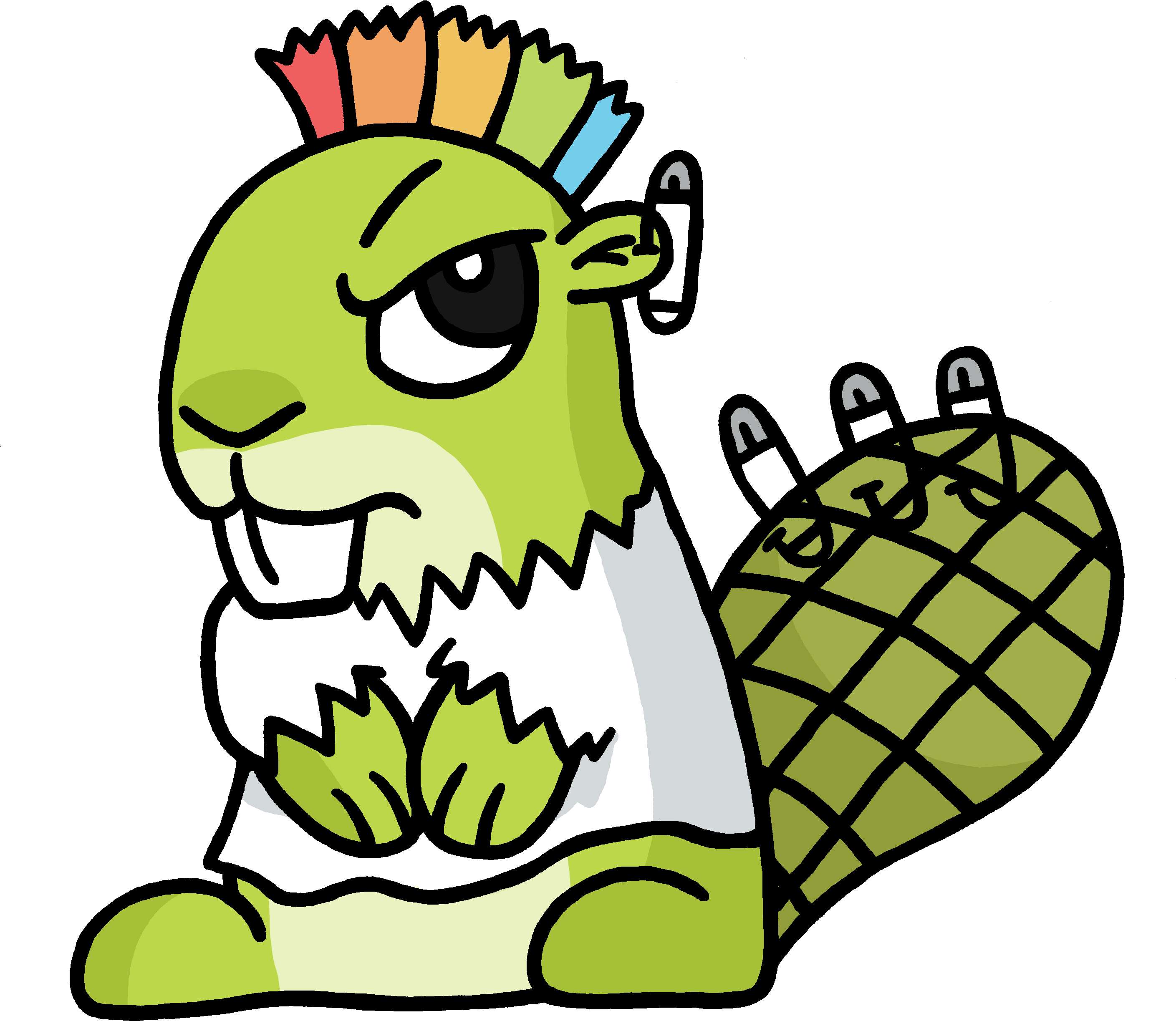 Punk Rock Green Dinosaur Cartoon