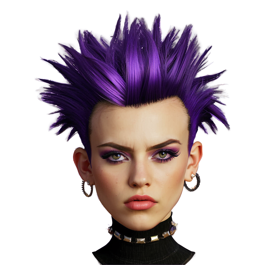 Punk Style Purple Mohawk Hair Png 83